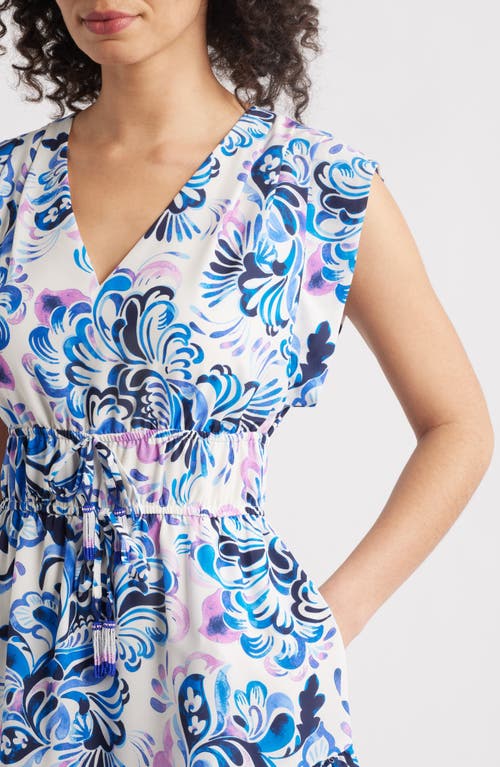 Eliza J Obi Floral Dress In Ivory Mult