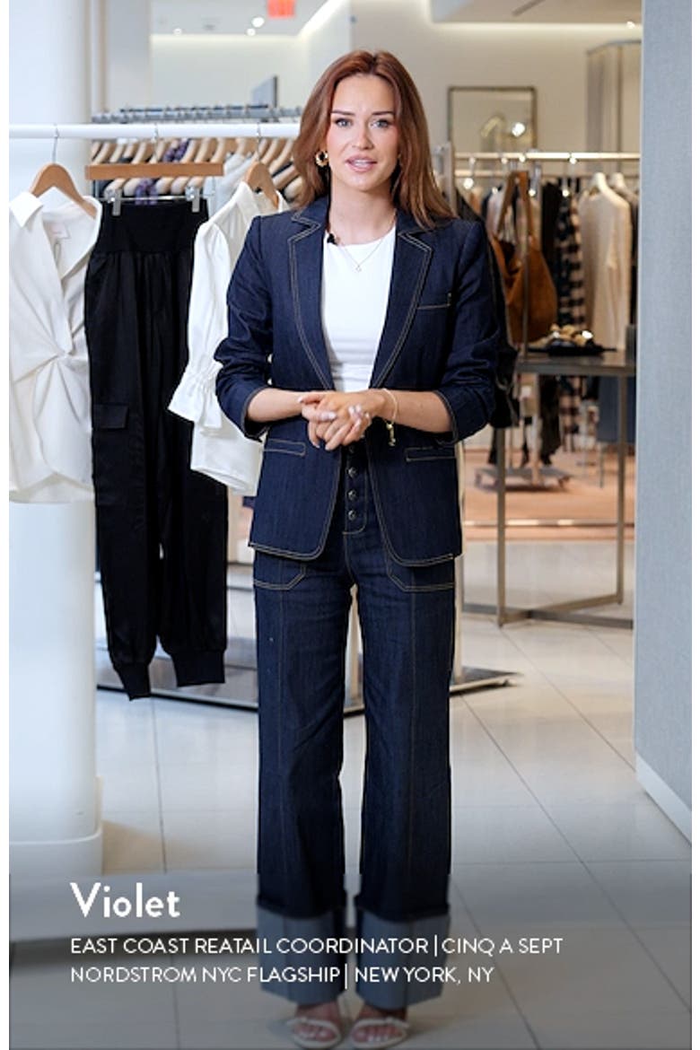 Khloe Ruched Sleeve Denim Blazer video