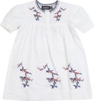 Space Grey Floral Embroidered Woven Cotton Dress