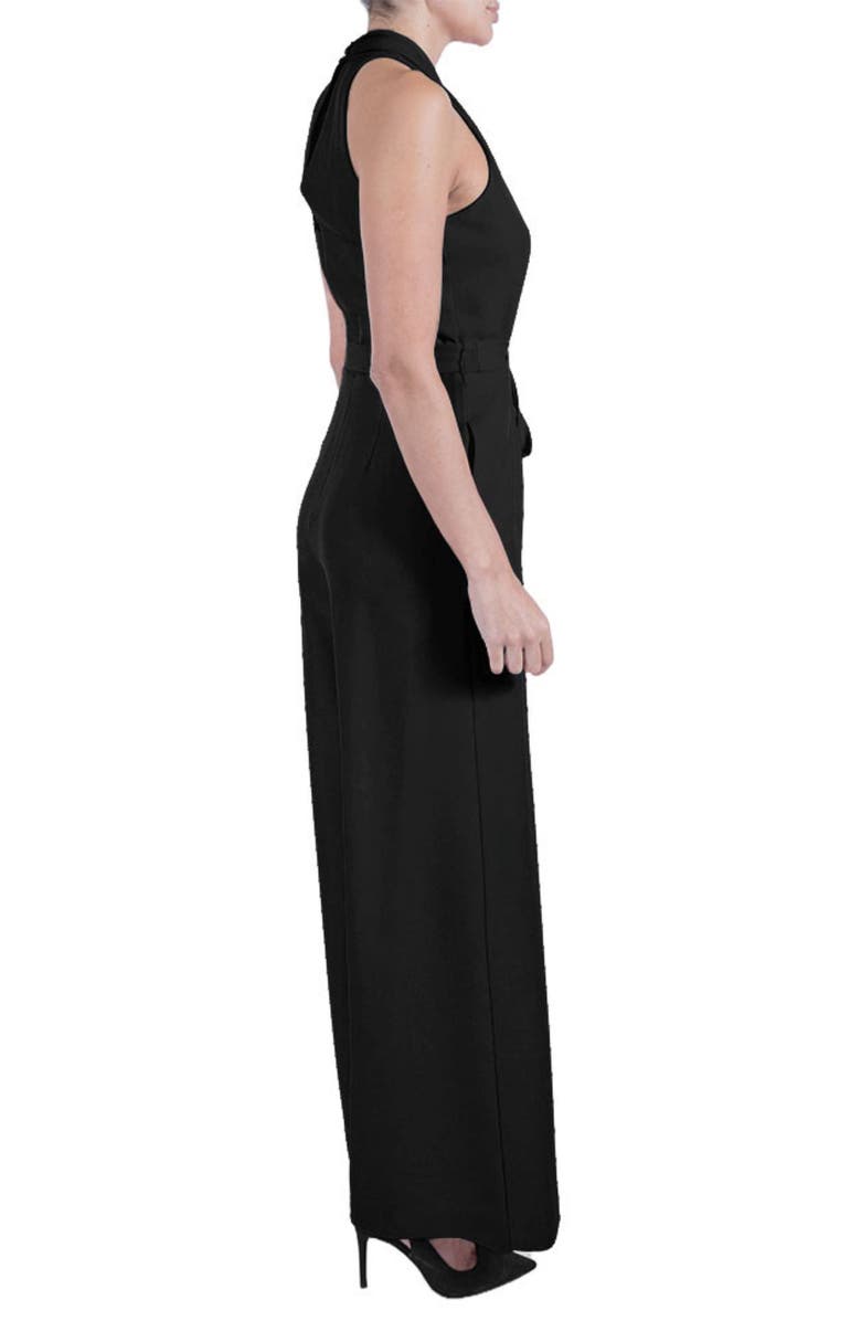 Julia Jordan Tie Waist Wide Leg Jumpsuit, Alternate, color, Black