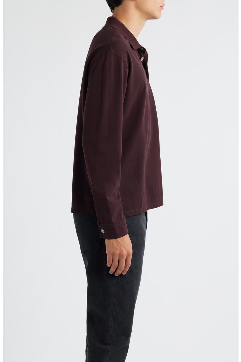 Long Sleeve Piqué Polo, Alternate, color, BURGUNDY