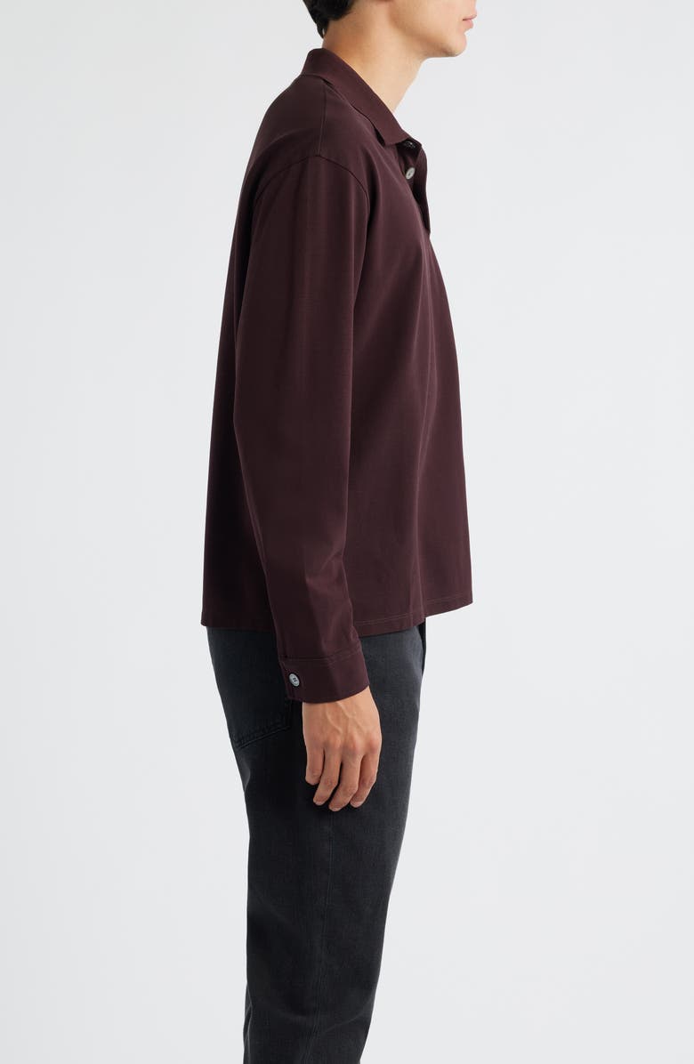 FRAME Long Sleeve Piqué Polo, Alternate, color, Burgundy