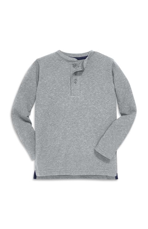 Kids Heathered Long Sleeve Henley Tee