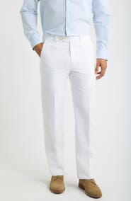 Berle Flat Front Stripe Cotton Seersucker Pants