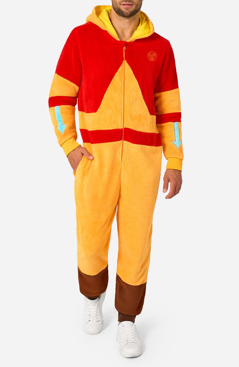 OppoSuits Aang Avatar<sup>®</sup> Long Sleeve Hooded Fleece Jumpsuit, Main, color, Yellow