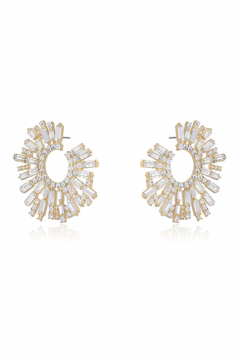 Crystal Frontal Hoop Earrings, Alternate, color, GOLD
