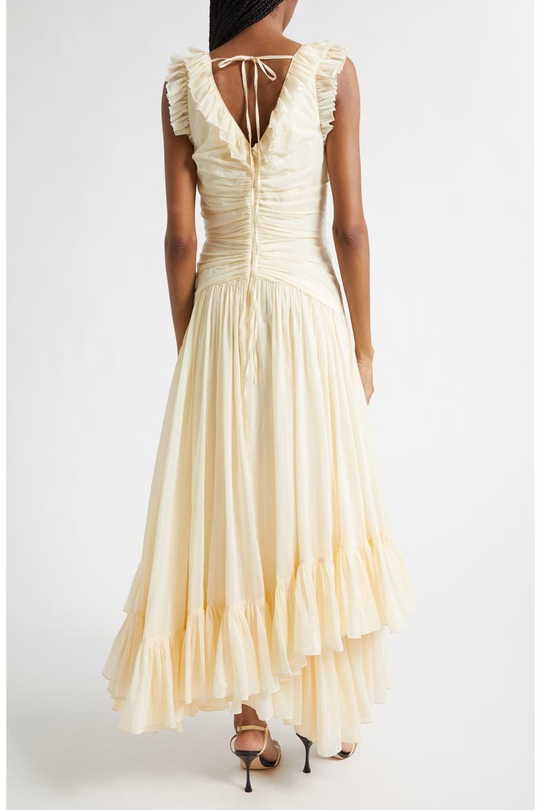 Rosalba High-Low Cotton & Silk Cocktail Dress, Alternate, color, GARDENIA