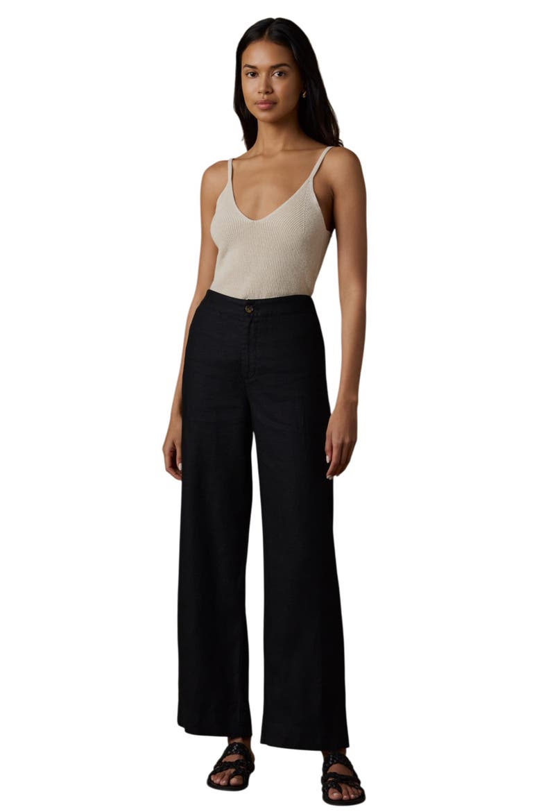 Sun Strider Wide Leg Linen Pants, Alternate, color, BLACK