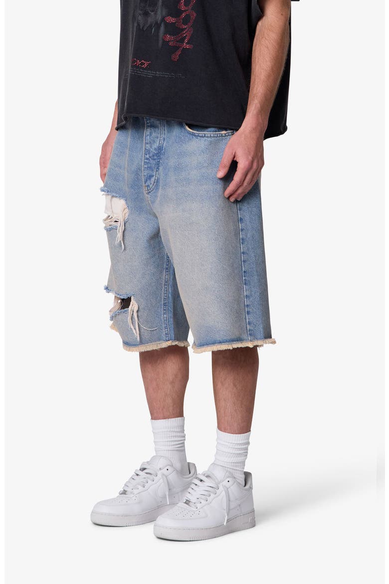 Baggy Distressed Cutoff Jeans Shorts, Alternate, color, LIGHT BLUE