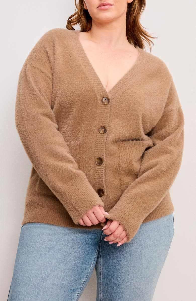Good American Oversized Cardigan, Alternate, color, Warm Caramel003