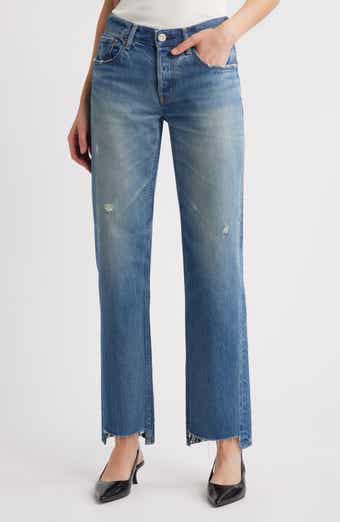 Bethpage Step Raw Hem Straight Leg Jeans