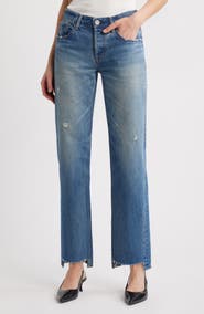 MOUSSY VINTAGE Bethpage Step Raw Hem Straight Leg Jeans