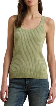 Lauren Ralph Lauren Metallic Linen Blend Rib Tank Top