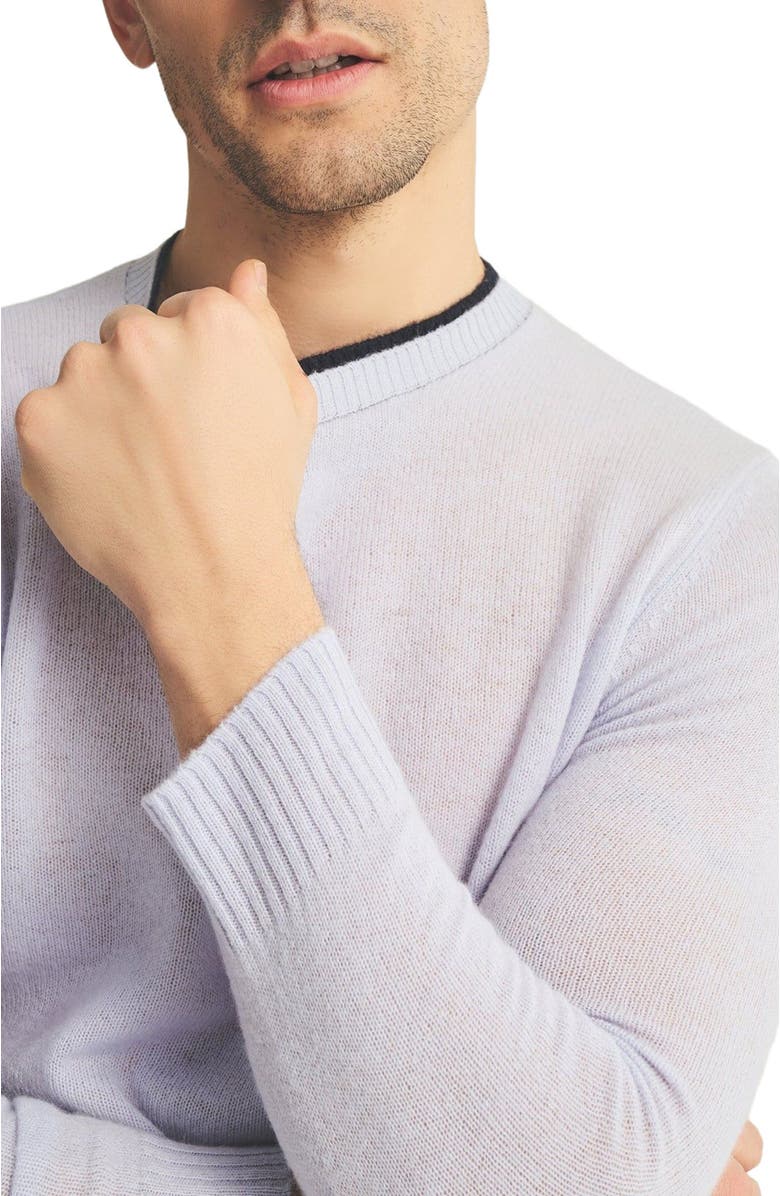 NAADAM Lightweight Cashmere Contrast Trim Crewneck Sweater, Alternate, color, Ice Blue