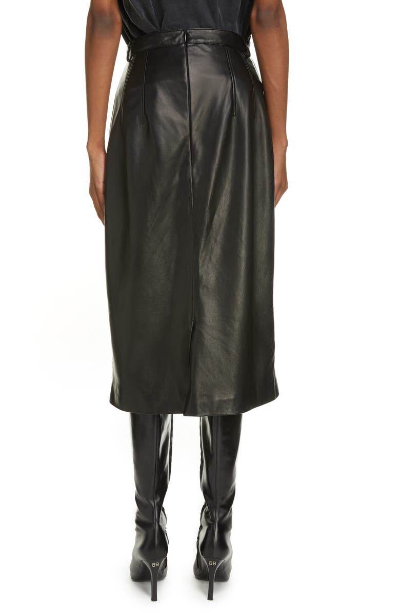 Balenciaga Leather A-Line Midi Skirt, Alternate, color, 