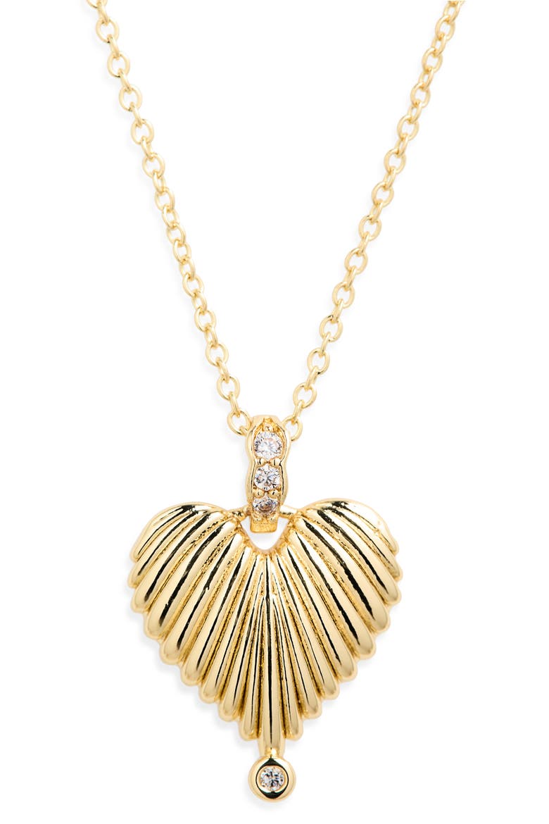 Heart Drop Necklace, Alternate, color, CLEAR- GOLD