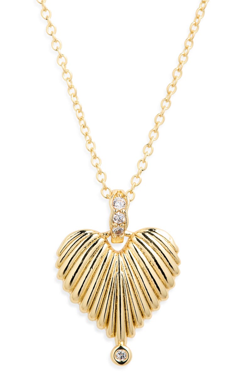 Leith Heart Drop Necklace, Alternate, color, Clear- Gold