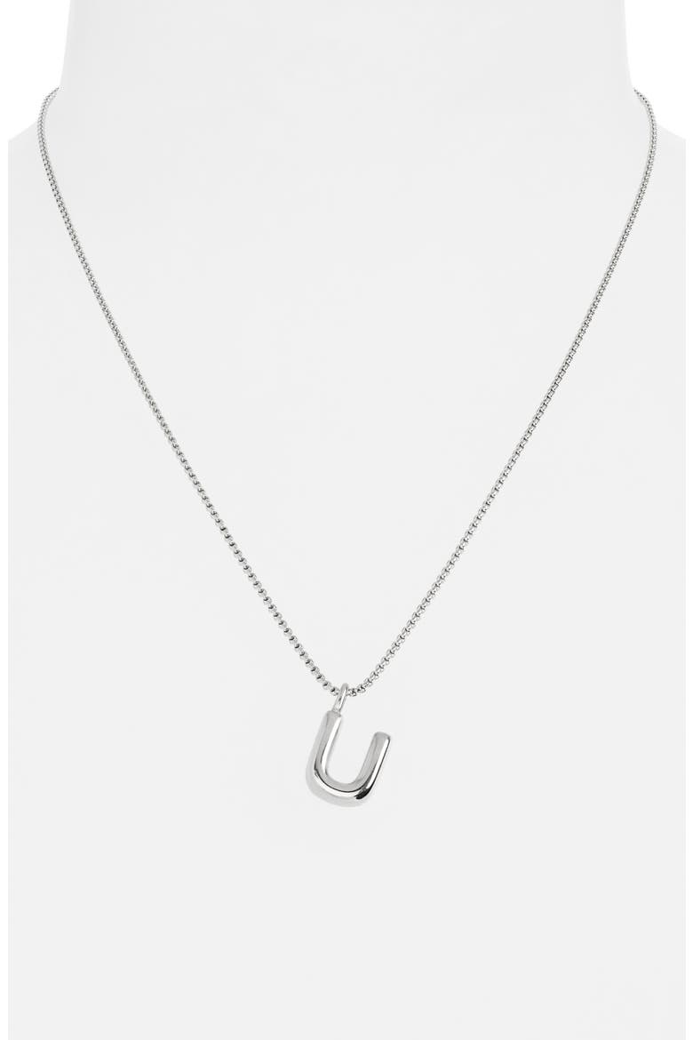 Waterproof Bubble Initial Pendant Necklace, Alternate, color, U- SILVER