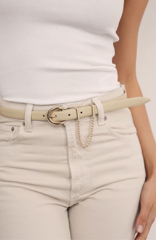 Ettika Chain Buckle Leather Belt In Neutral