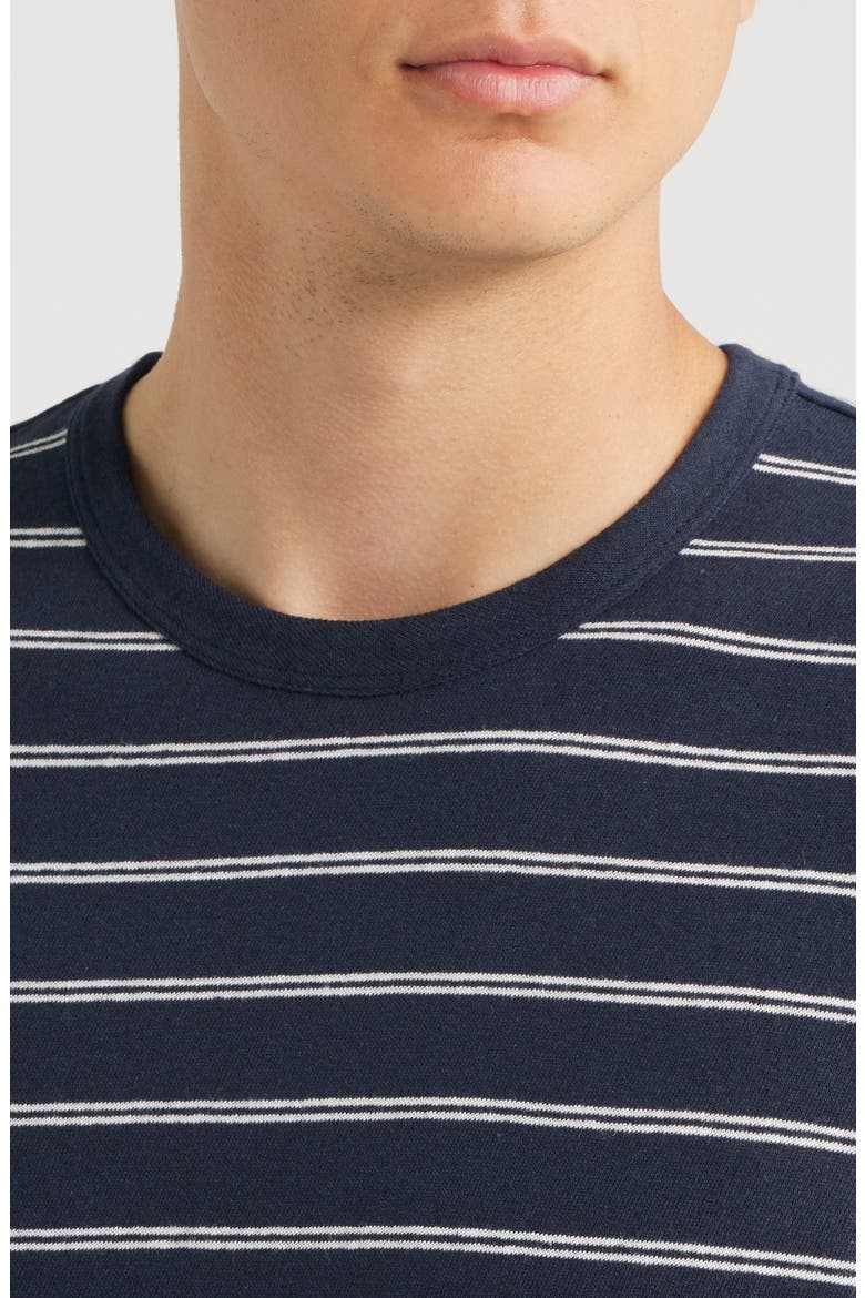 Taut Stripe Linen & Cotton T-Shirt, Alternate, color, DARK BLUE