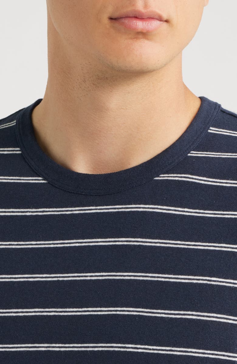 BOSS Taut Stripe Linen & Cotton T-Shirt, Alternate, color, Dark Blue