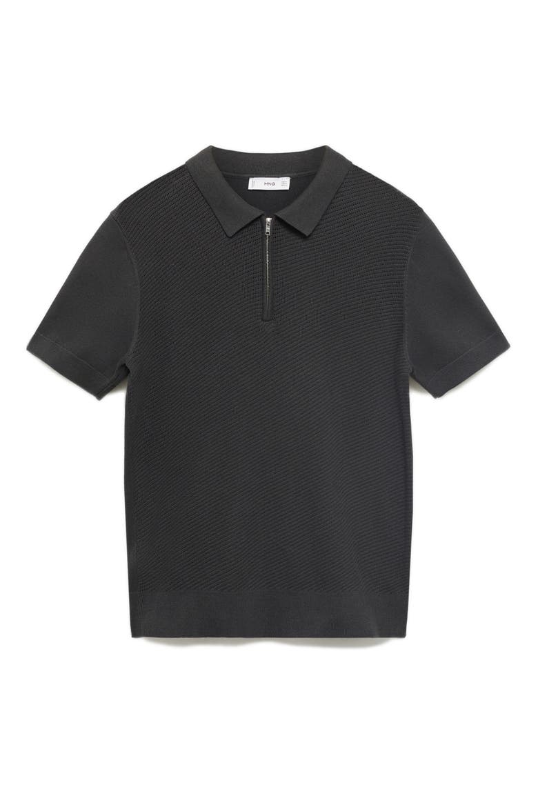 Openwork Zip Polo, Alternate, color, CHARCOAL