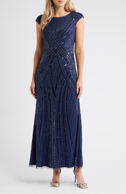Embellished Cap Sleeve Gown