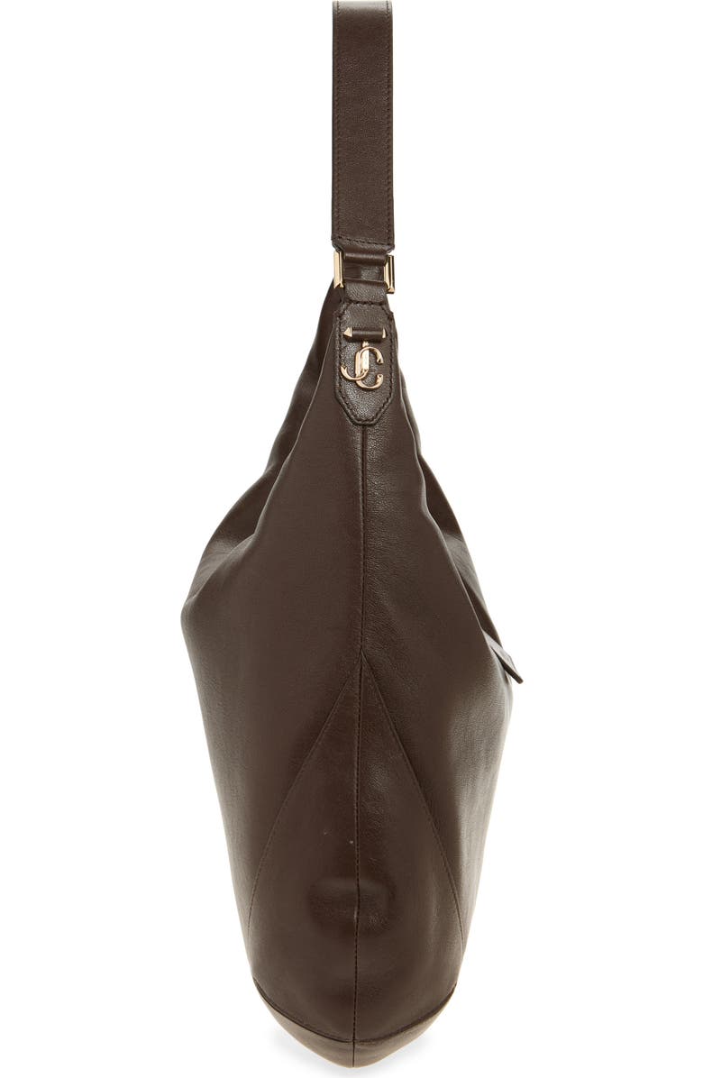 Jimmy Choo Bar Medium Leather Hobo Shoulder Bag, Alternate, color, Chocolate/ Shiny Gold
