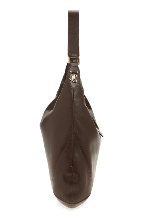 Jimmy Choo Bar Medium Leather Hobo Shoulder Bag In Brown
