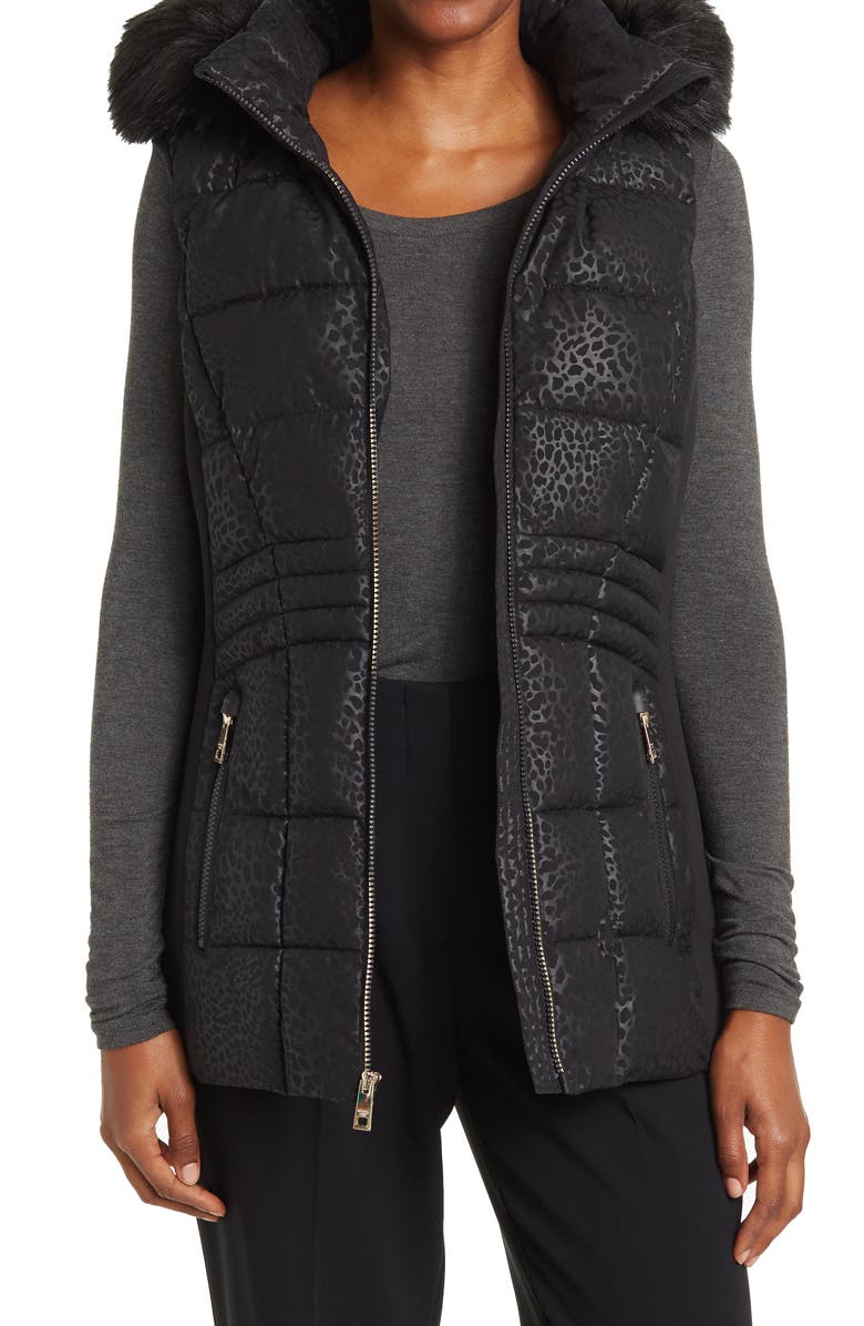 Michael Kors Faux Fur Trimmed Hooded Vest, Main, color,