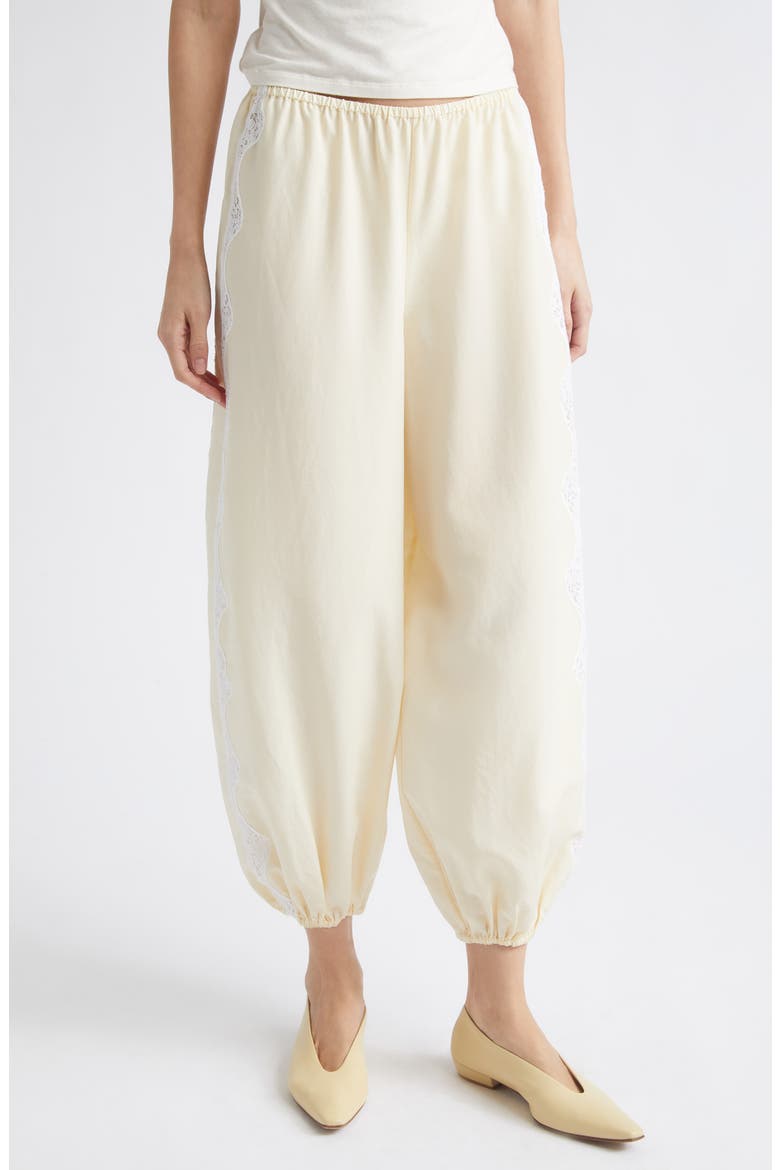 Tabitha Lace Trim Balloon Pants, Main, color, BUTTERMILK