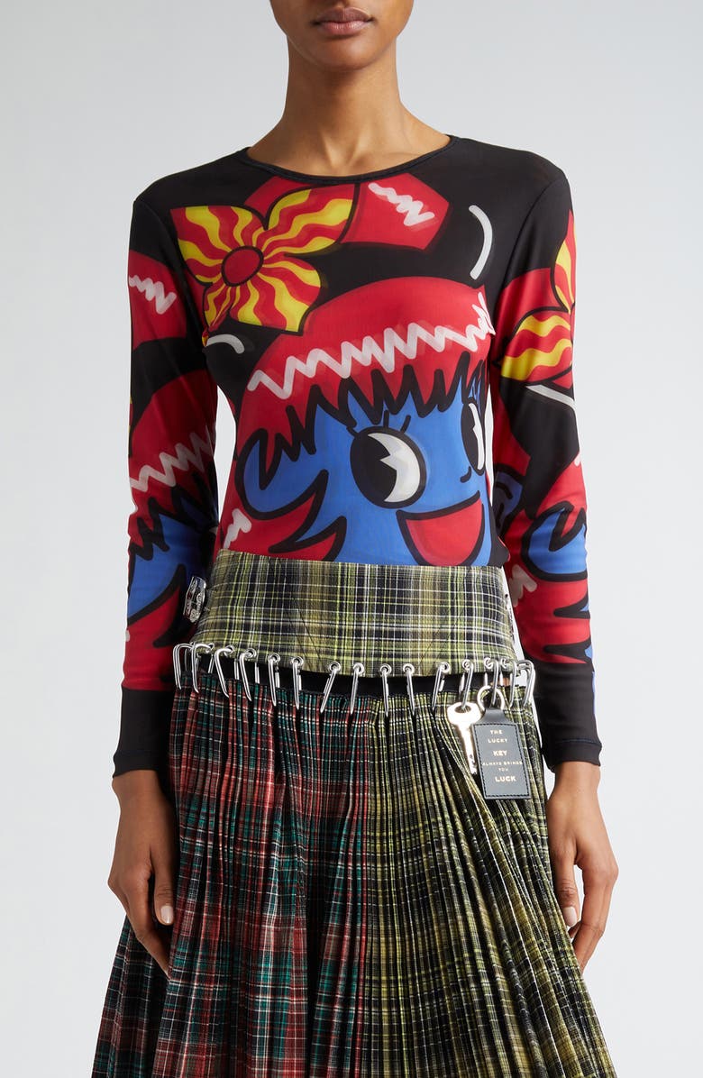 Chopova Lowena Big Girl Long Sleeve Mesh Top, Main, color,