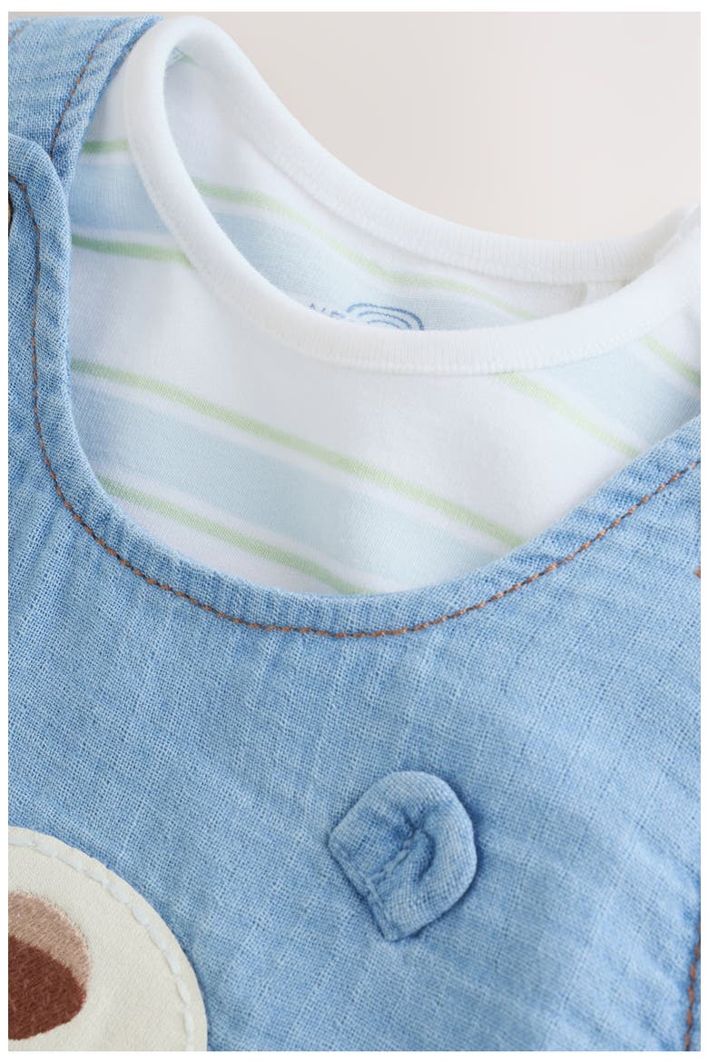 Woven Bear Overalls, Alternate, color, BLUE