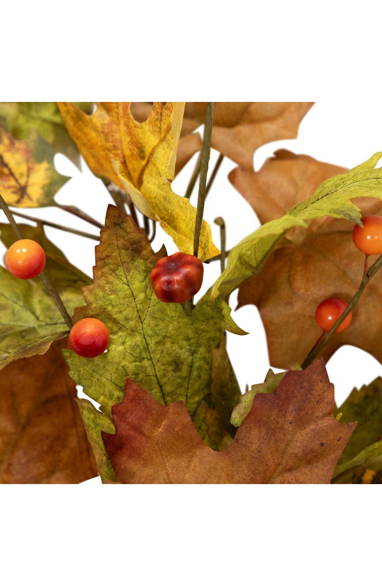 Northlight Maple Leaves and Berries Artificial Fall Harvest Garland - 5' x 8" - Brown and Orange, Alternate, color, 