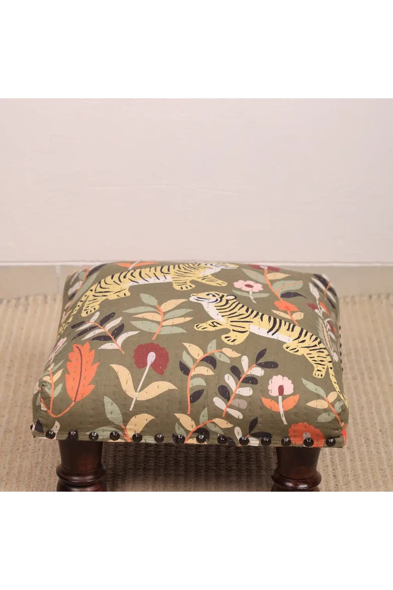 Botanical Tiger Foot Stool, Alternate, color, Grey