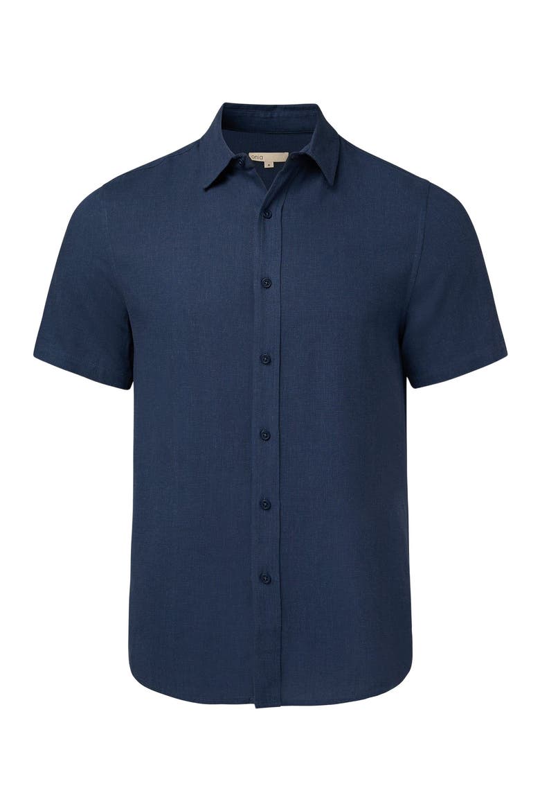 Standard Short Sleeve Linen Shirt, Main, color, VINTAGE INDIGO