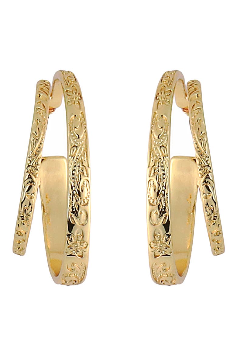 Textured Double Hoop Earrings, Main, color, GOLD