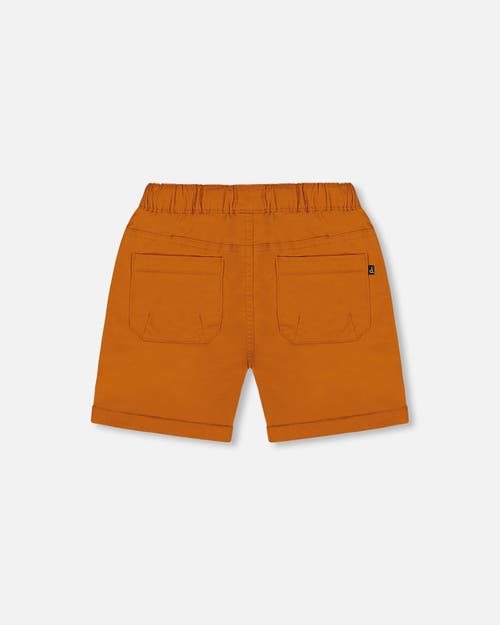 Deux Par Deux Little Boy's Stretch Twill Short Vibrant Orange In Vibrant Orange