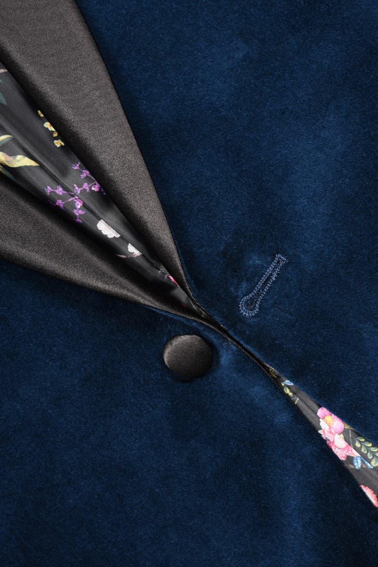 Navy Shawl Collar Single Button Velvet Suit Separate Sport Coat, Alternate, color, NAVY