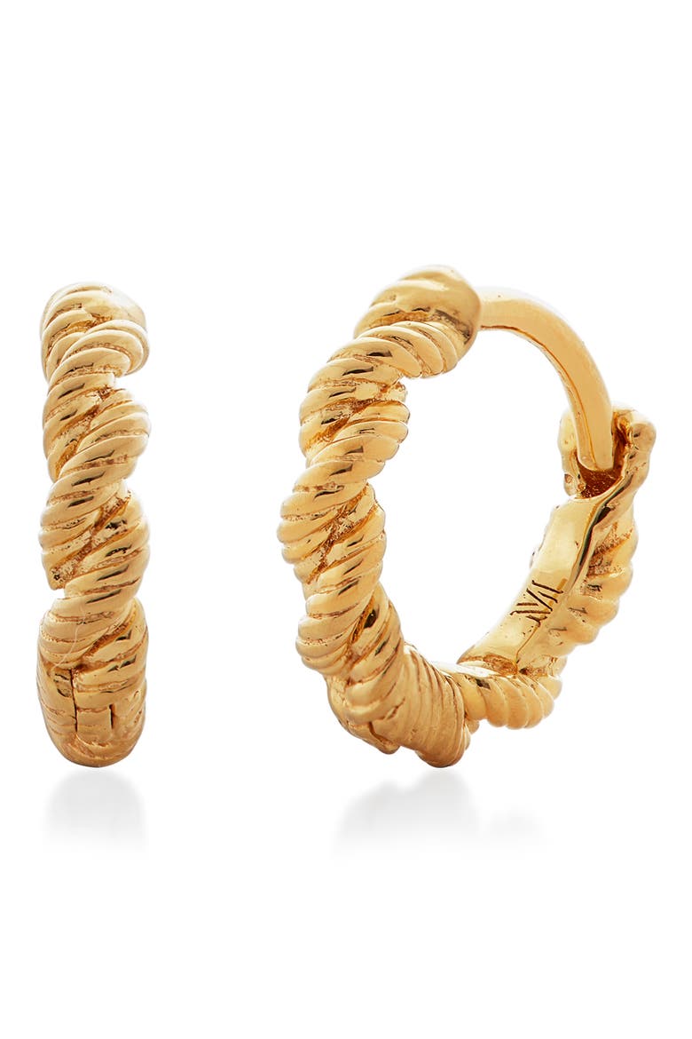 Corda Huggie Hoop Earrings, Main, color, GOLD