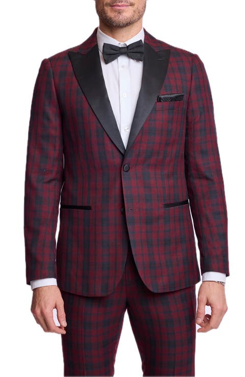 Kyle Slim Fit Plaid Peak Lapel Tuxedo Jacket