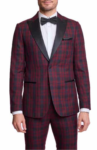 Kyle Slim Fit Plaid Peak Lapel Tuxedo Jacket
