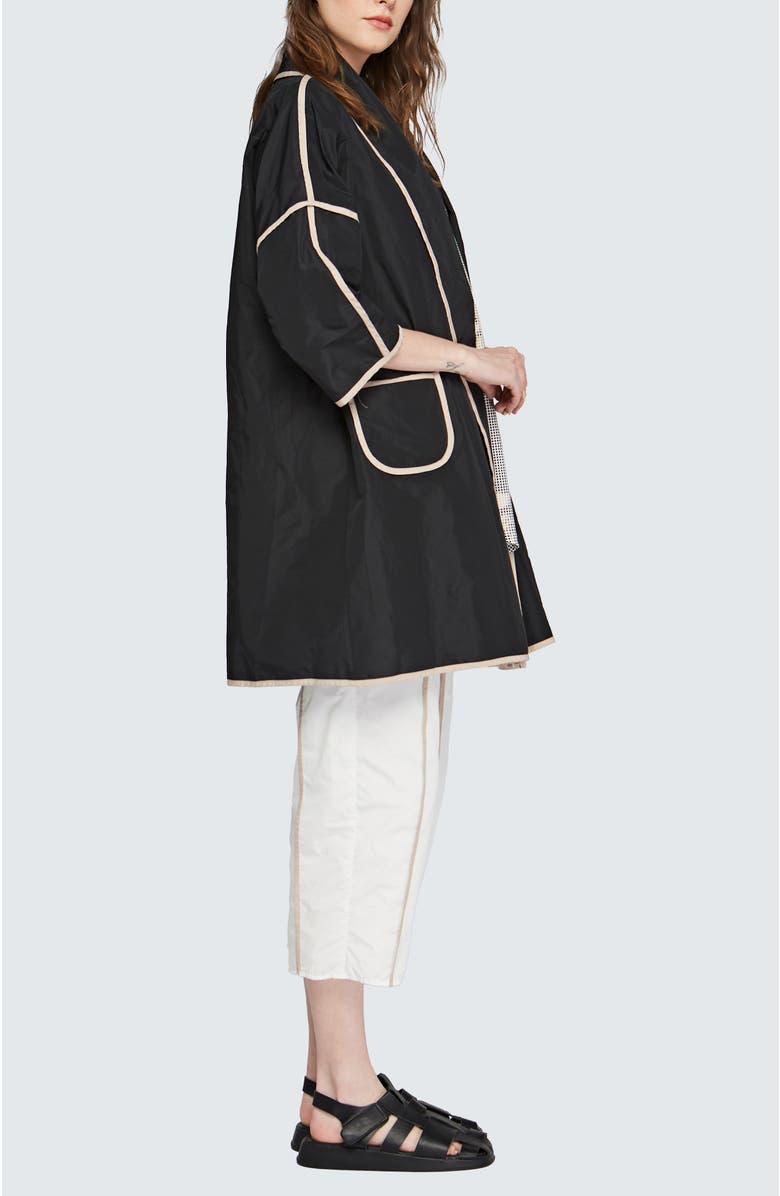 LUUKAA Seraph Kimono-Style Memory Taffeta Duster, Alternate, color, Black