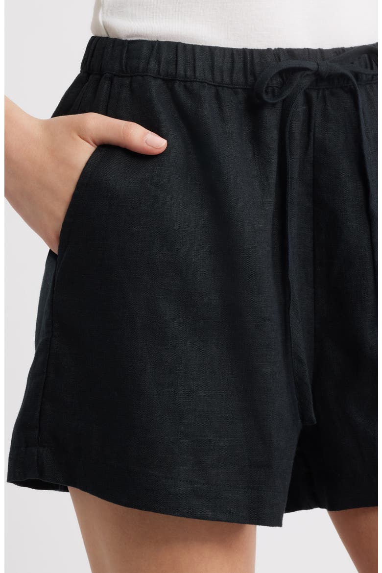 Jenner Linen Drawstring Shorts, Alternate, color, BLACK