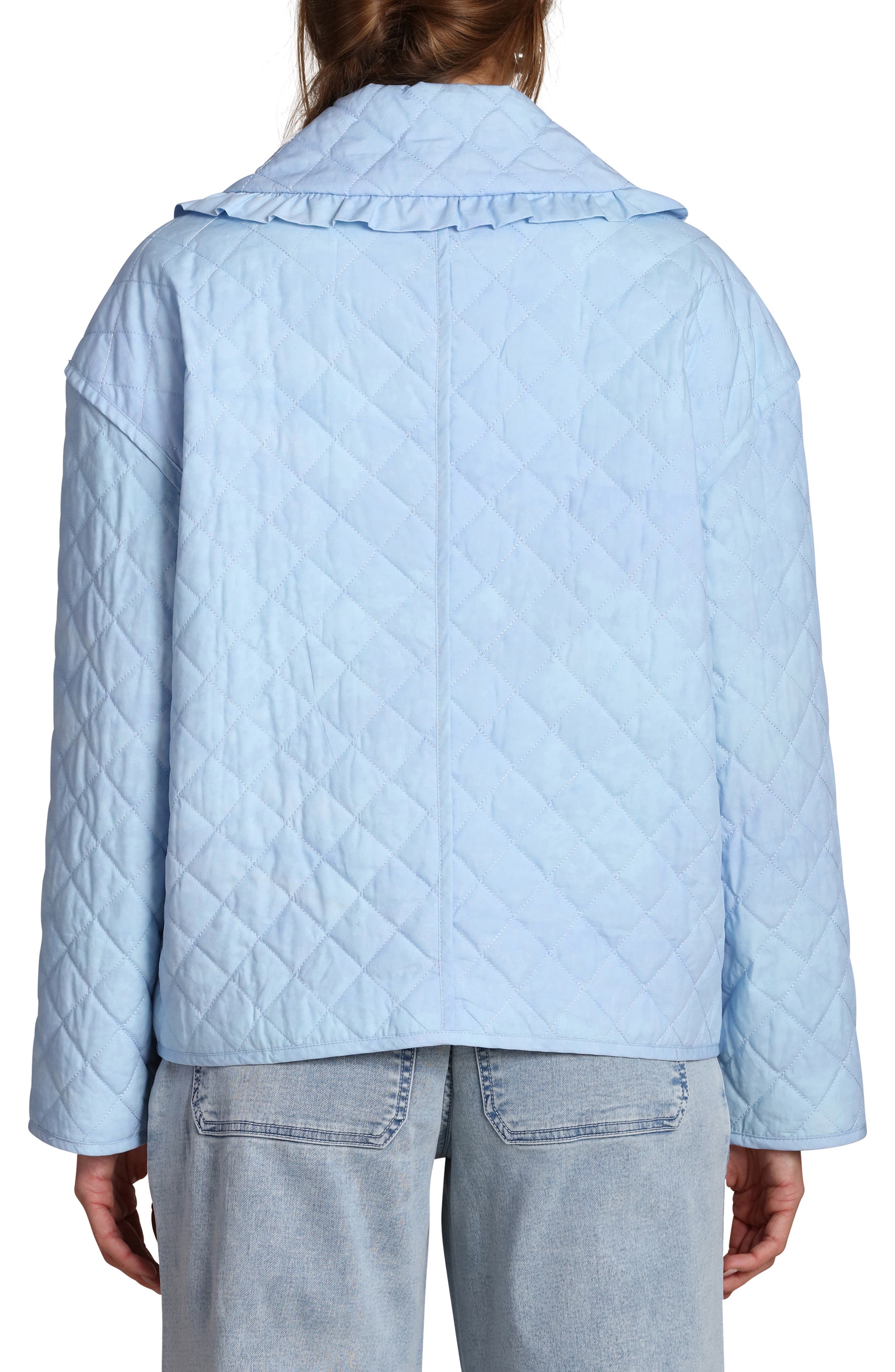 Ruffled Collar Diamond Quilted Jacket - image 4