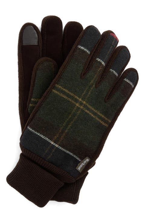 Hackney Tartan Mixed Media Touchscreen Gloves