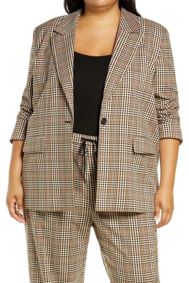 Easy Plaid Blazer, Main, color, TAN- IVORY BETHANY PLAID