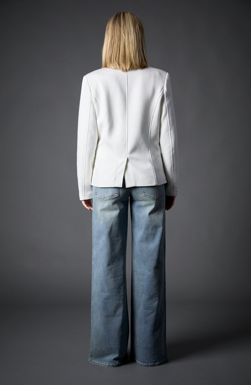 Blue Revival Helen Double Breasted Blazer In Whipped Cream