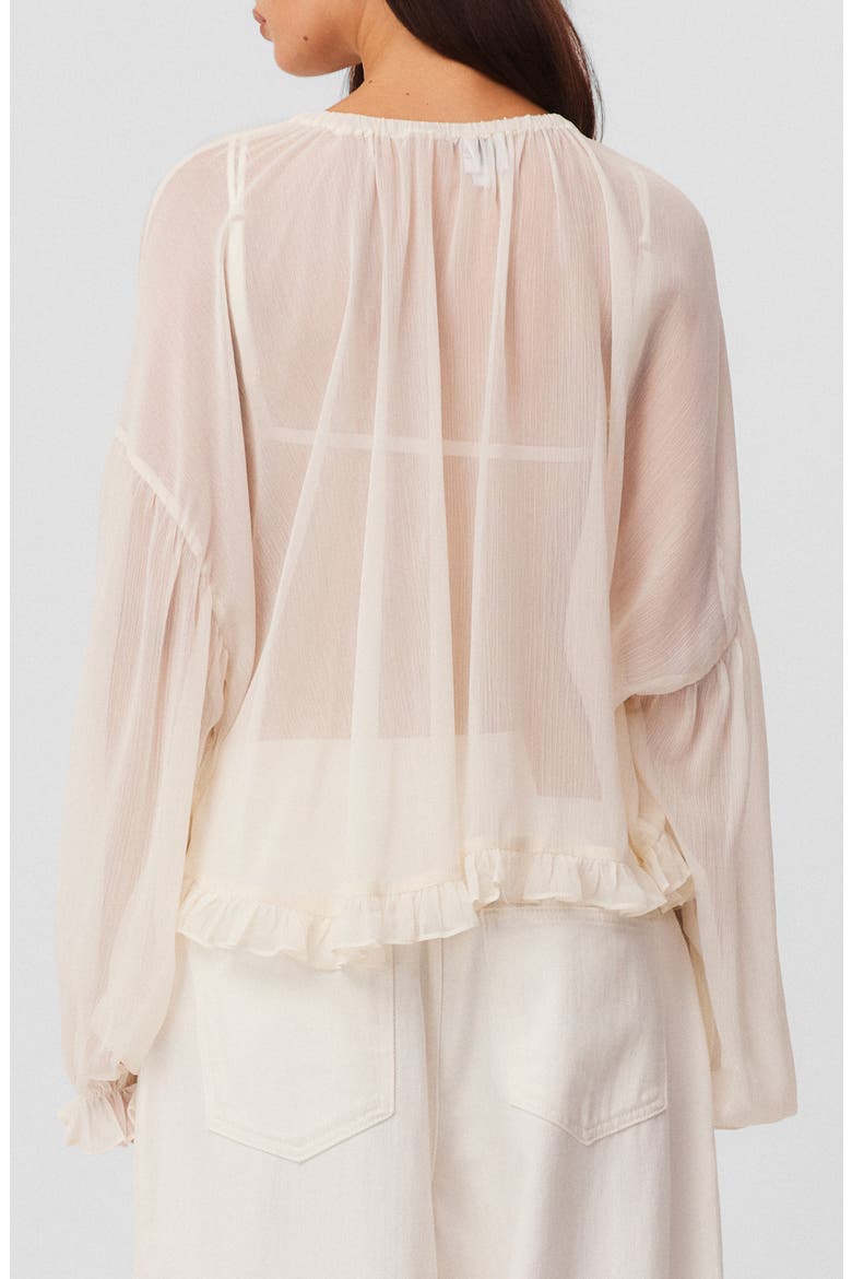 Laurie Ruffled Cropped Chiffon Top, Alternate, color, OFF WHITE