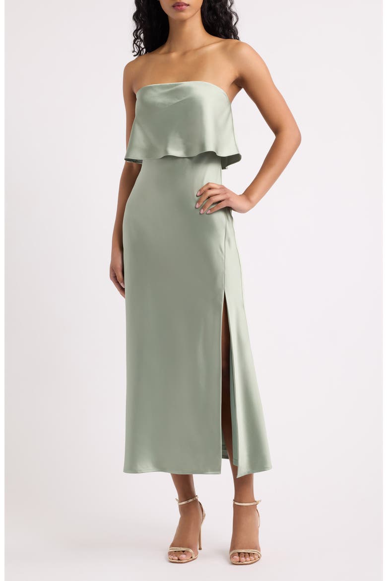 Adriana Strapless Column Midi Dress, Main, color, SAGE